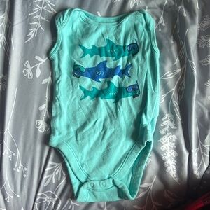 Adorable baby tank top bodysuit with sharks. Perfect for the beach